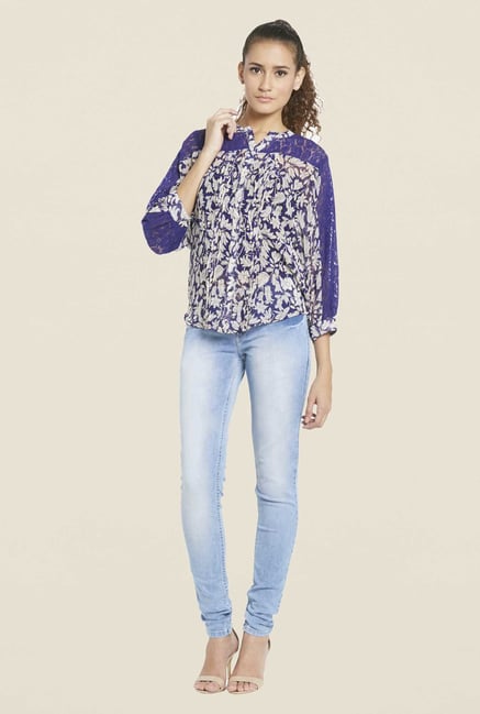 Globus Blue Printed Top Globus Blue Printed Top