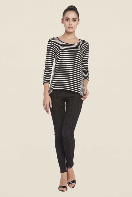Globus Black Striped Top Globus Black Striped Top