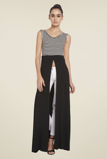 Globus Black U Neck Striped Top Globus Black U Neck Striped Top