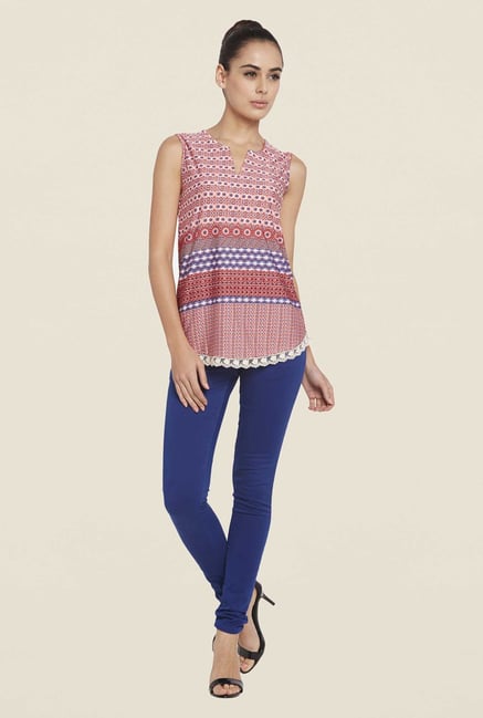 Globus Multicolor Printed Round Neck Top Globus Multicolor Printed Round Neck Top
