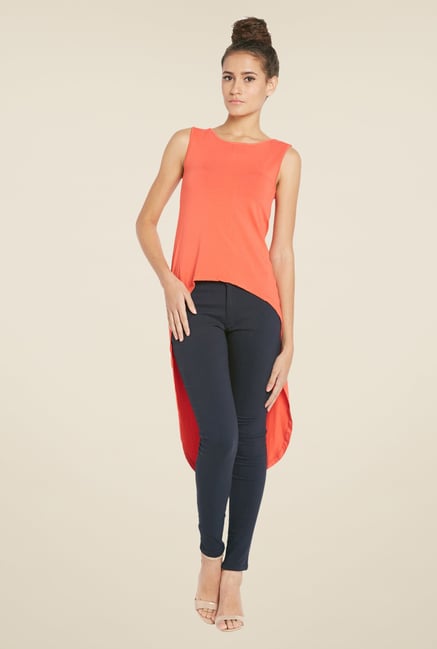 Globus Coral Solid Round Neck Top Globus Coral Solid Round Neck Top