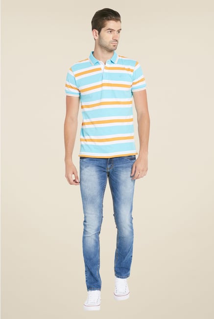 Globus Turquoise Striped Polo T Shirt Globus Turquoise Striped Polo T Shirt