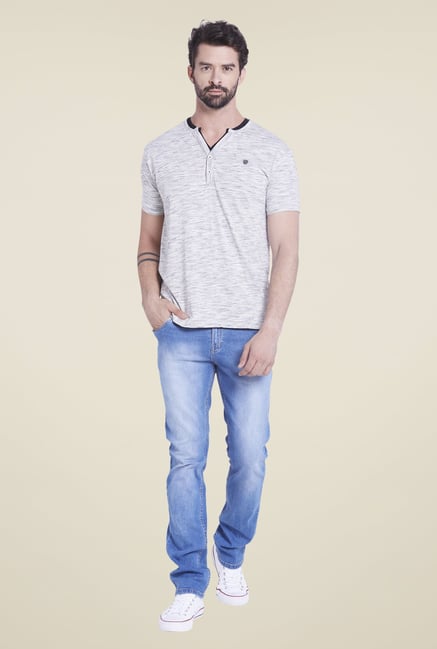 Globus Ecru Textured Henley T Shirt Globus Ecru Textured Henley T Shirt
