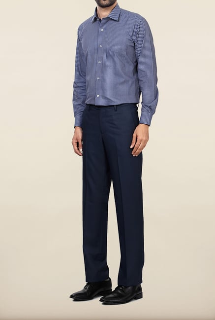Van Heusen Blue Solid Formal Trouser Van Heusen Blue Solid Formal Trouser