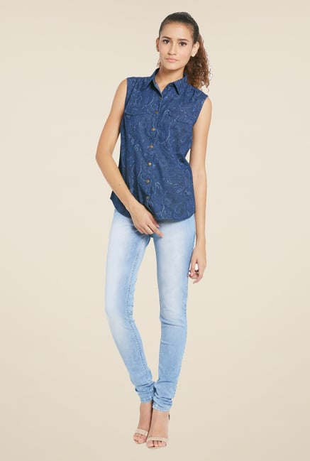 Globus Indigo Printed Top Globus Indigo Printed Top
