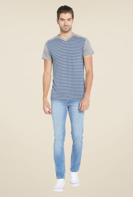 Globus Grey & Blue Striped T Shirt Globus Grey & Blue Striped T Shirt