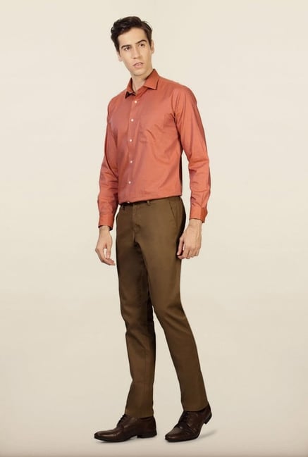 Allen Solly Khaki Solid Formal Trouser Allen Solly Khaki Solid Formal Trouser