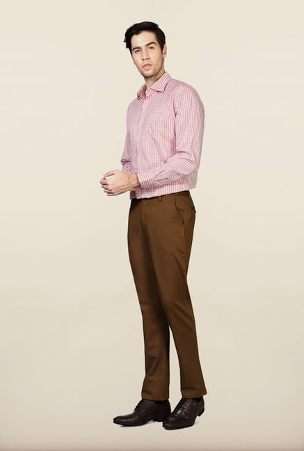 Peter England Khaki Solid Formal Trouser Peter England Khaki Solid Formal Trouser