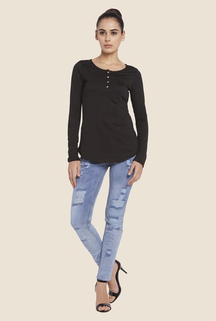 Globus Black Self-print Top Globus Black Self-print Top