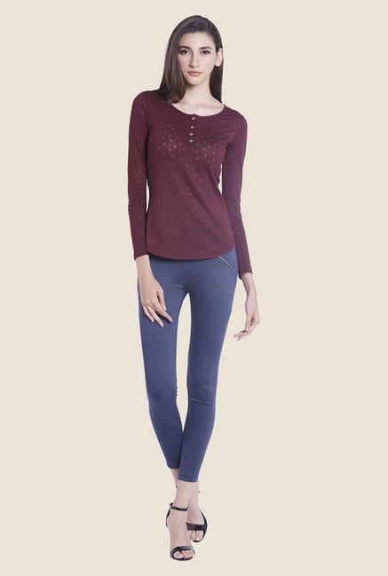 Globus Burgundy Self-print Top Globus Burgundy Self-print Top