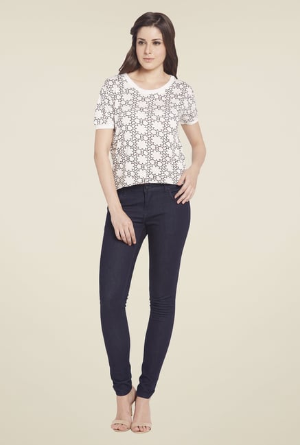 Globus White Printed Short Sleeve Top Globus White Printed Short Sleeve Top