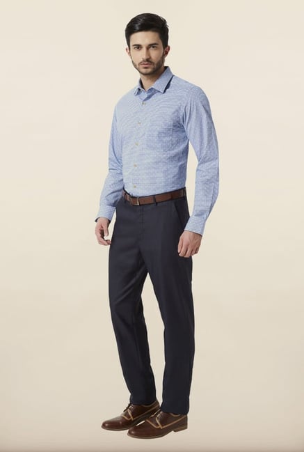 Peter England Navy Solid Formal Trouser Peter England Navy Solid Formal Trouser