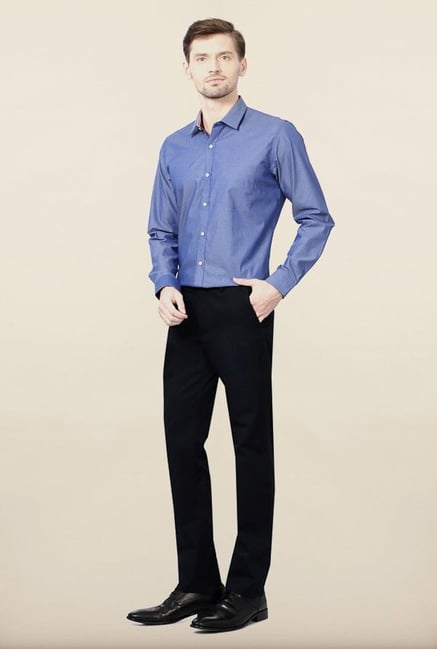 Allen Solly Navy Solid Formal Trouser Allen Solly Navy Solid Formal Trouser