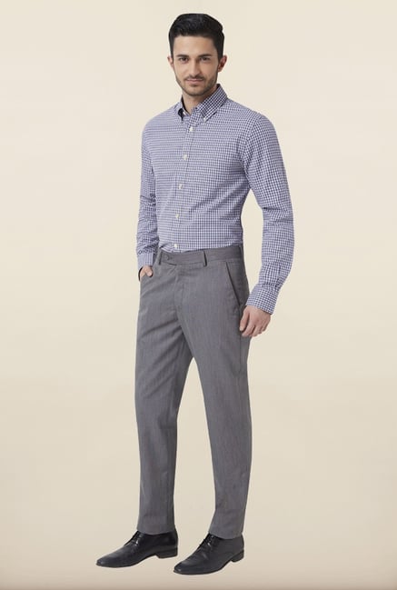 Peter England Grey Solid Formal Trouser Peter England Grey Solid Formal Trouser