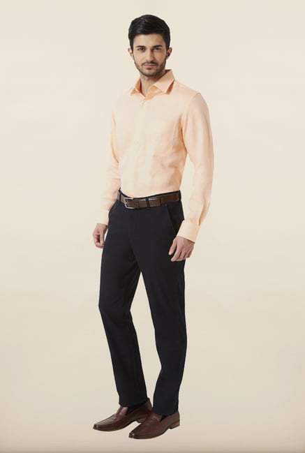 Peter England Navy Solid Formal Trouser Peter England Navy Solid Formal Trouser