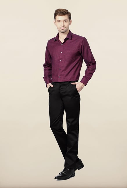 Peter England Black Solid Formal Trouser Peter England Black Solid Formal Trouser