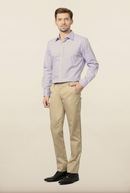 Peter England Beige Solid Formal Trouser Peter England Beige Solid Formal Trouser