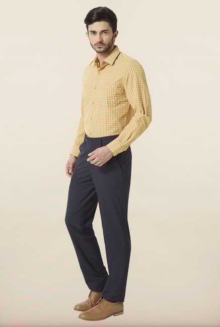 Peter England Navy Solid Formal Trouser Peter England Navy Solid Formal Trouser