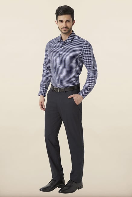 Peter England Grey Solid Formal Trouser Peter England Grey Solid Formal Trouser