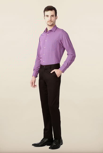 Peter England Brown Solid Formal Trouser Peter England Brown Solid Formal Trouser
