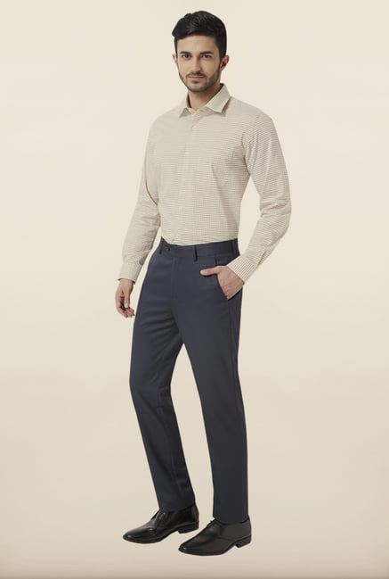Peter England Navy Solid Formal Trouser Peter England Navy Solid Formal Trouser