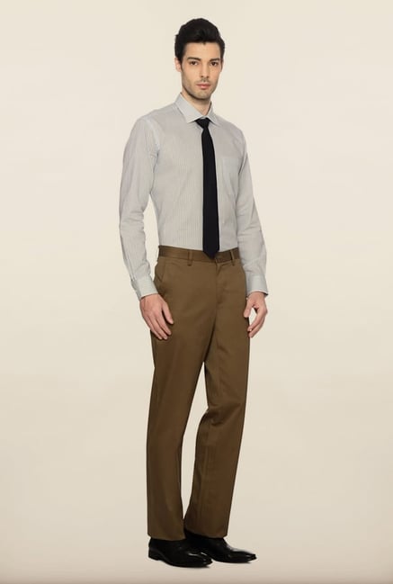 Van Heusen Khaki Solid Formal Trouser Van Heusen Khaki Solid Formal Trouser
