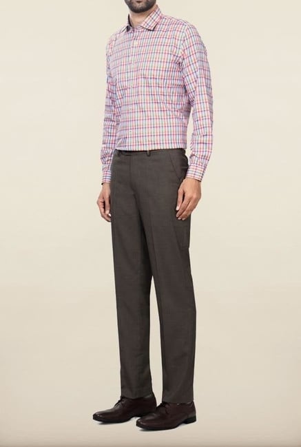Peter England Grey Solid Formal Trouser Peter England Grey Solid Formal Trouser