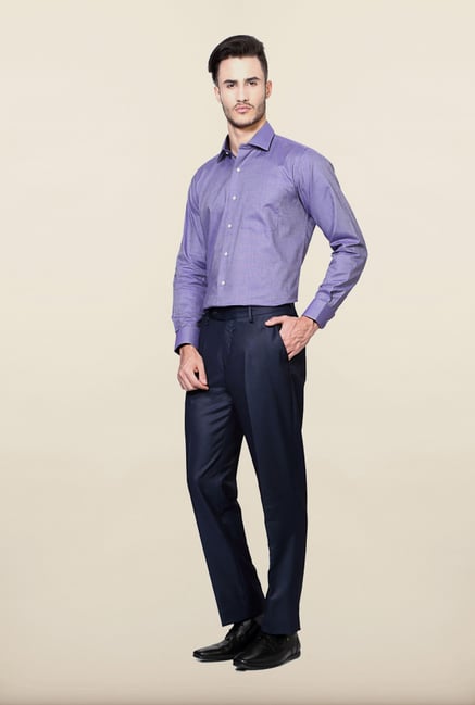 Peter England Navy Solid Formal Trouser Peter England Navy Solid Formal Trouser