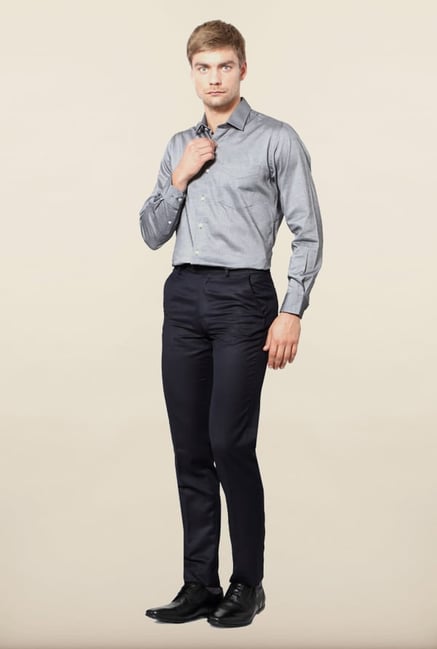 Peter England Navy Solid Formal Trouser Peter England Navy Solid Formal Trouser