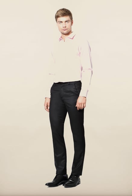 Peter England Black Solid Formal Trouser Peter England Black Solid Formal Trouser