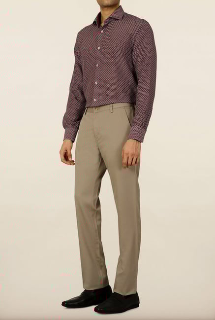 Allen Solly Khaki Solid Formal Trouser Allen Solly Khaki Solid Formal Trouser