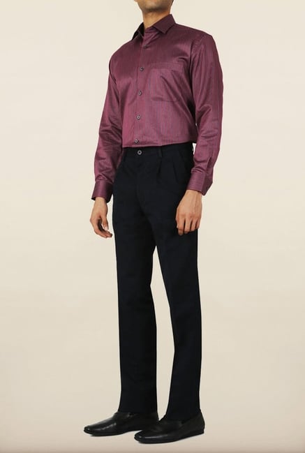Allen Solly Navy Solid Formal Trouser Allen Solly Navy Solid Formal Trouser