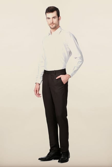Peter England Brown Solid Formal Trouser Peter England Brown Solid Formal Trouser