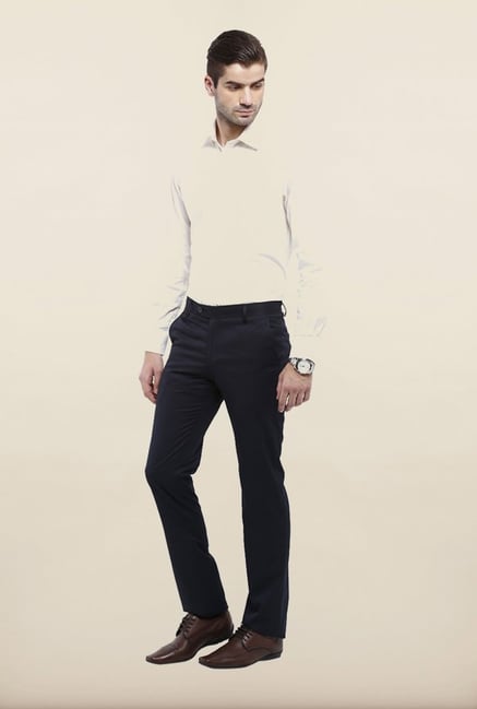 Allen Solly Navy Solid Formal Trouser Allen Solly Navy Solid Formal Trouser