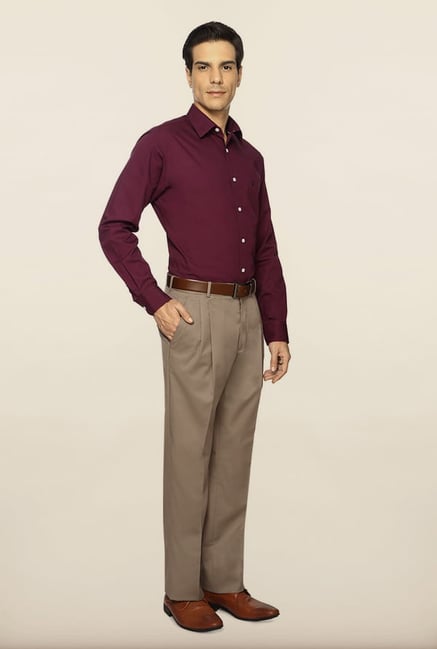 Van Heusen Khaki Solid Formal Trouser Van Heusen Khaki Solid Formal Trouser