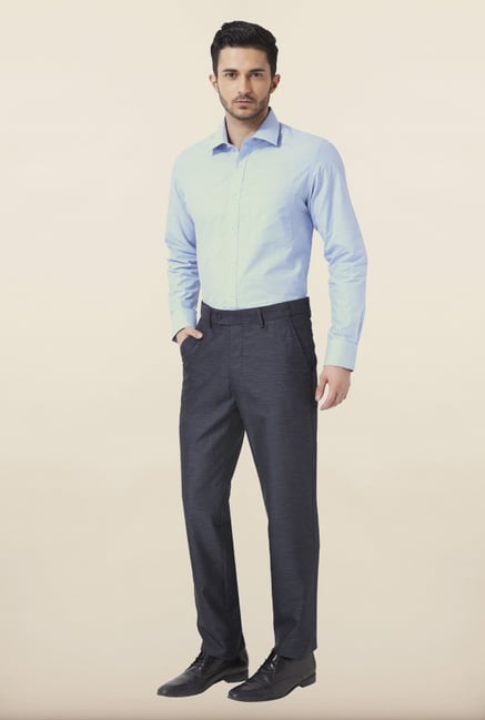 Peter England Grey Solid Formal Trouser Peter England Grey Solid Formal Trouser