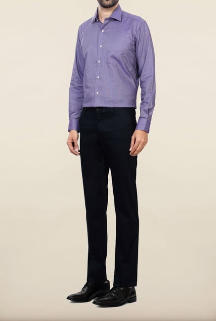 Allen Solly Navy Solid Formal Trouser Allen Solly Navy Solid Formal Trouser