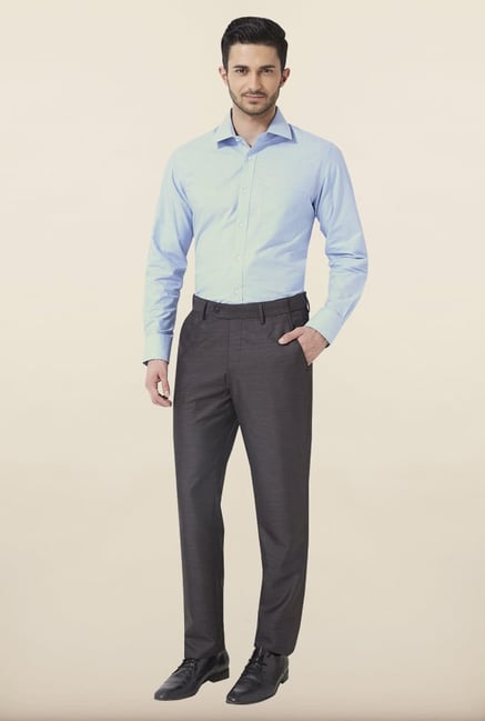 Peter England Grey Solid Formal Trouser Peter England Grey Solid Formal Trouser