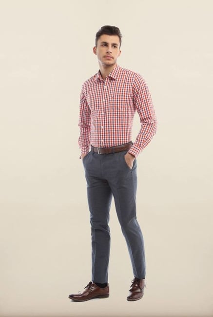 Peter England Grey Solid Formal Trouser Peter England Grey Solid Formal Trouser