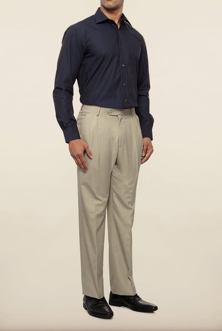 Van Heusen Cream Solid Formal Trouser Van Heusen Cream Solid Formal Trouser