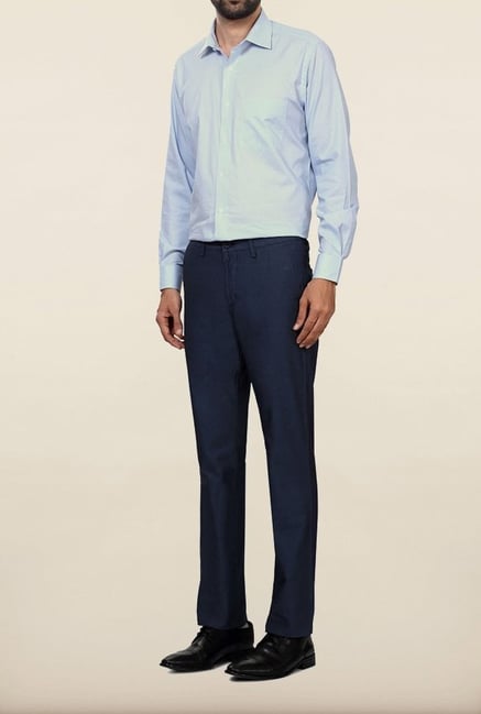 Allen Solly Navy Solid Formal Trouser Allen Solly Navy Solid Formal Trouser