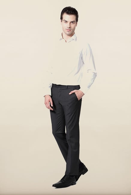 Van Heusen Grey Solid Formal Trouser Van Heusen Grey Solid Formal Trouser