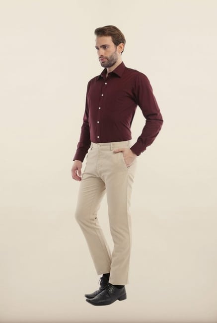 Allen Solly Beige Solid Formal Trouser Allen Solly Beige Solid Formal Trouser