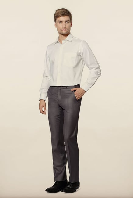 Van Heusen Grey Solid Formal Trouser Van Heusen Grey Solid Formal Trouser