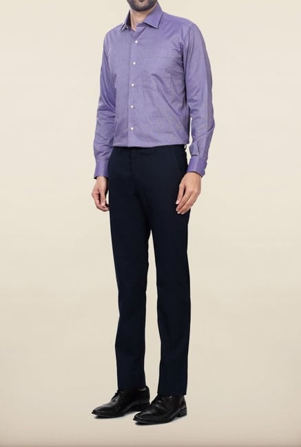 Allen Solly Navy Solid Formal Trouser Allen Solly Navy Solid Formal Trouser