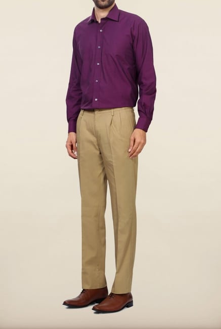 Allen Solly Khaki Solid Formal Trouser Allen Solly Khaki Solid Formal Trouser