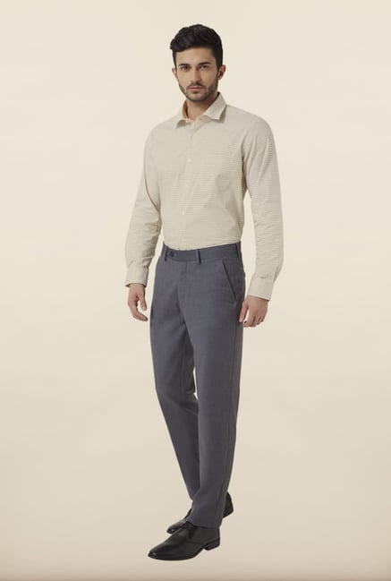 Peter England Grey Solid Formal Trouser Peter England Grey Solid Formal Trouser