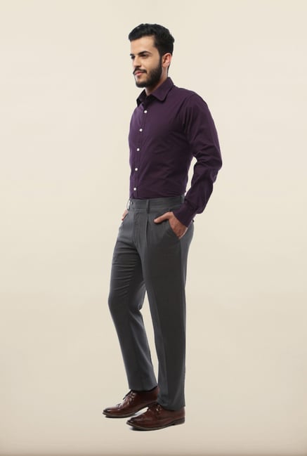 Van Heusen Grey Solid Formal Trouser Van Heusen Grey Solid Formal Trouser