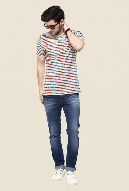 Turtle Beige Printed Polo T Shirt Turtle Beige Printed Polo T Shirt