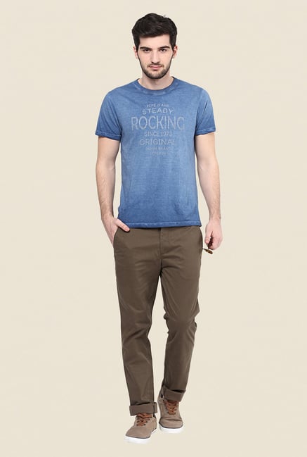 Turtle Brown Solid Chinos Turtle Brown Solid Chinos